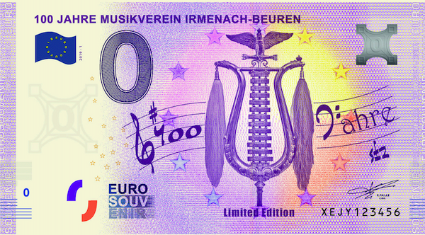 0-Euro-Schein 100 Jahre Musikverein Irmenach-Beuren e.V.